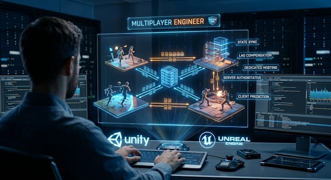 engineer multiplayer game development in unity or unreal
