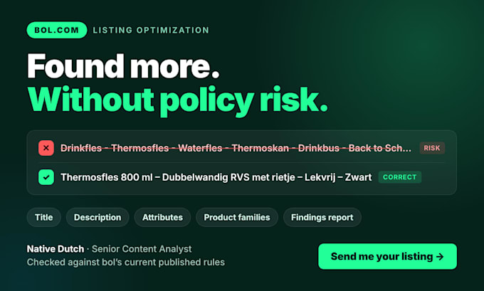 optimize your bol com listing and check it against bol content rules