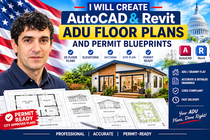 create autocad revit adu floor plans and permit blueprints