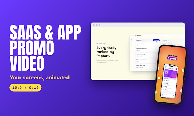 create a saas promo video or app promo video with animated ui screens