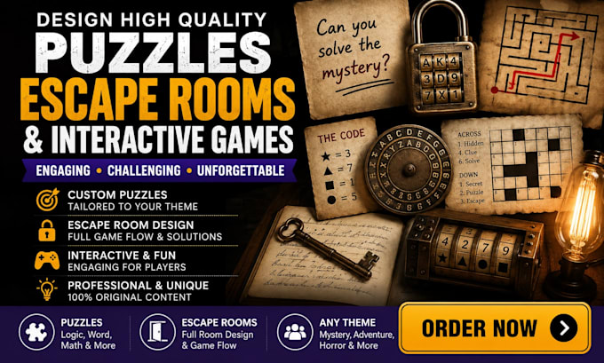 design high quality puzzles, escape rooms and interactive games