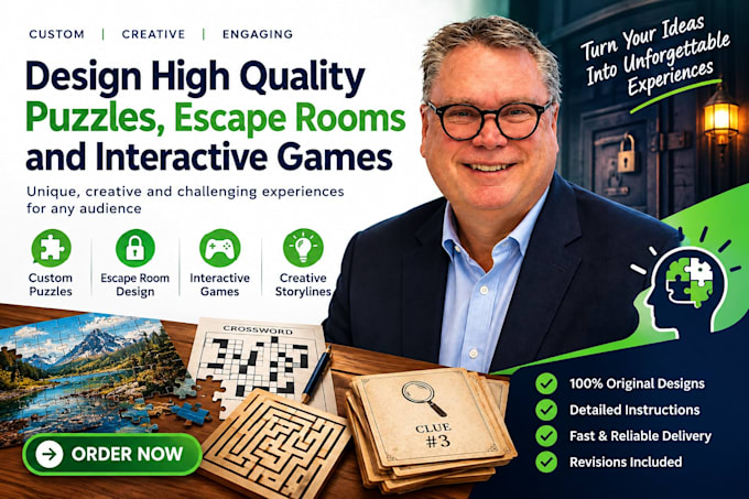 design high quality puzzles, escape rooms and interactive games