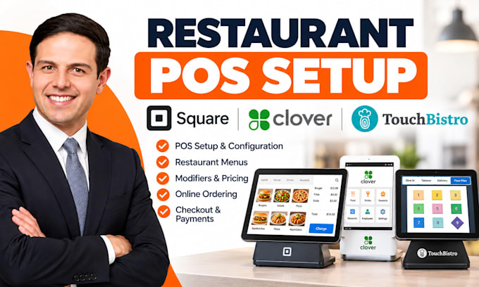 set up restaurant pos systems and build menus for square clover