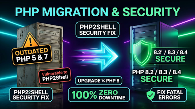 upgrade legacy PHP 5 or 7 to PHP 8 and fix errors
