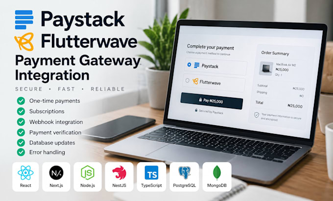 integrate paystack or flutterwave payments into your app