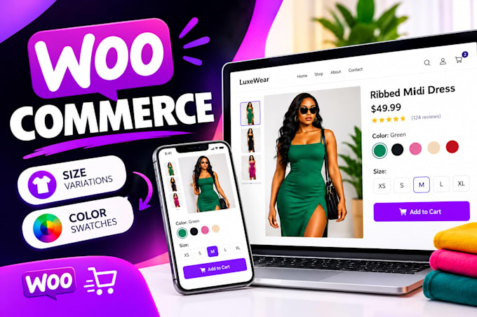 setup woocommerce product variations with size and color swatches, woocommerce