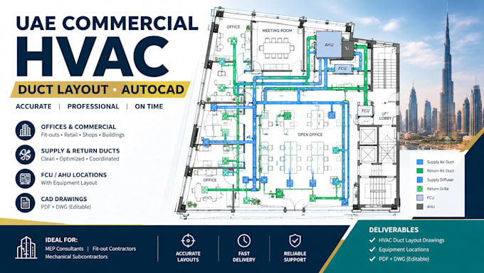 draft commercial hvac duct layouts for dubai uae projects