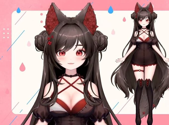 draw and rig live2d vtuber model, vtuber rigging, 2d vtuber model, anime vtuber