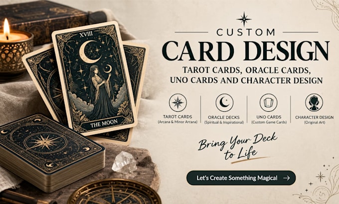 do print ready tarot cards, oracle decks, uno cards and characters
