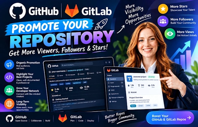 promote your github and gitlab repo organically for more viewers follower