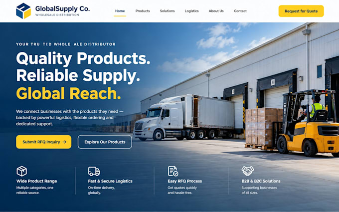 build wholesale distributor website rfq inquiry logistic corporate website