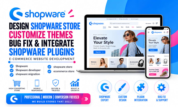 design shopware store, customize themes, bug fix and integrate shopware plugins