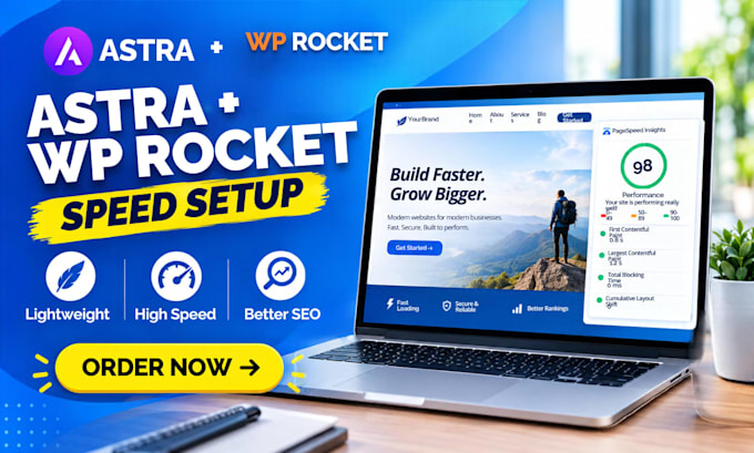 design a speed optimized wordpress website using astra and wp rocket