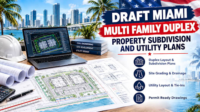 draft miami multi family duplex property subdivision and utility plans