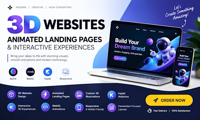 do 3d website 3d animated website, 3d landing page, illustration, kajabi website
