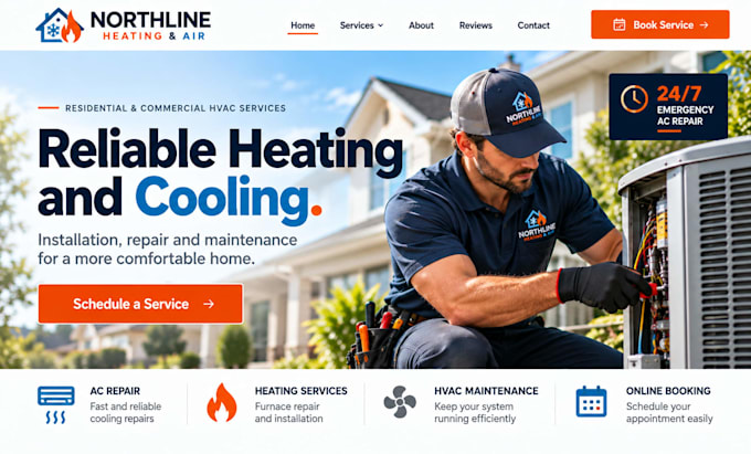 design wordpress hvac website heating cooling ac repair appointment booking site