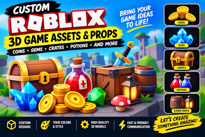 create custom 3d roblox game assets and props