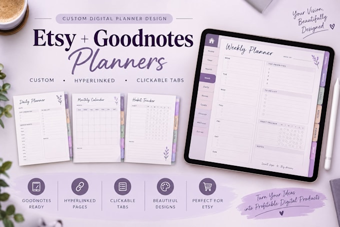 design custom digital planner goodnotes hyperlinked planner journal for ipad