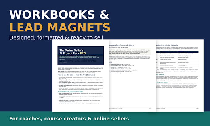 design a professional workbook or lead magnet for coaches