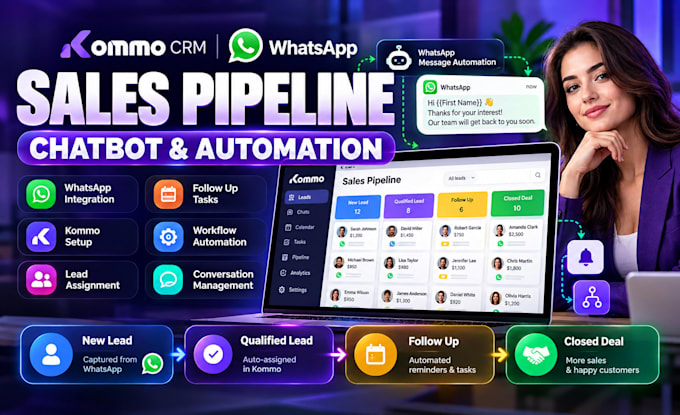 setup kommo crm whatsapp automation chatbot sales pipeline setup