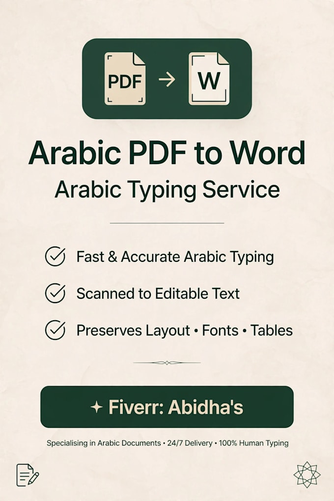convert arabic PDF to word and do fast arabic typing