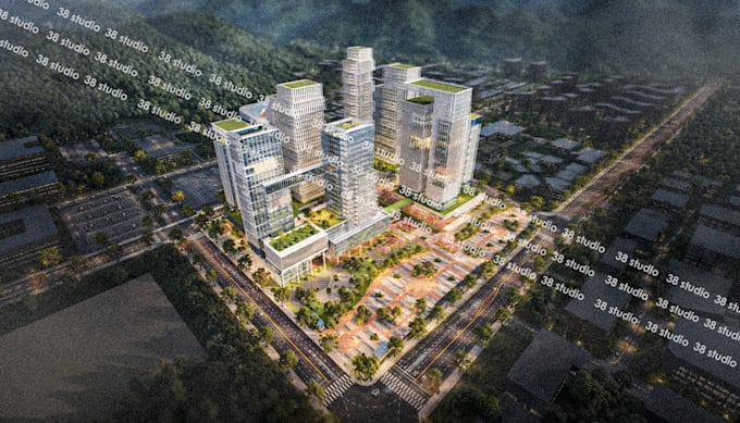 create photorealistic aerial view and masterplan renderings