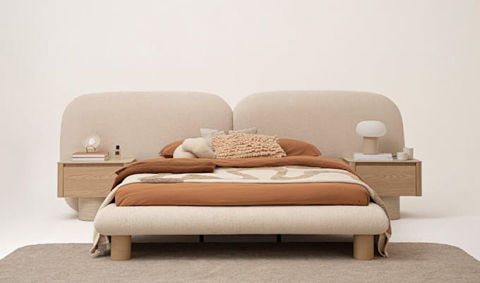 design bed frame and nightstand sets in 3d