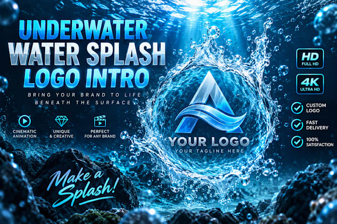 create underwater water splash video intro for your logo