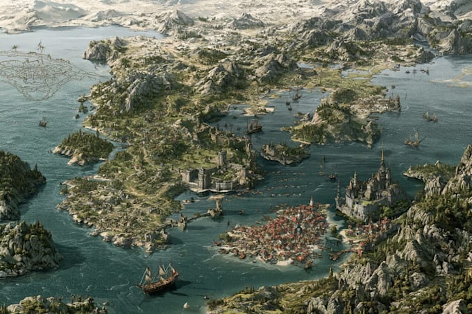 draw a fantasy map illustration
