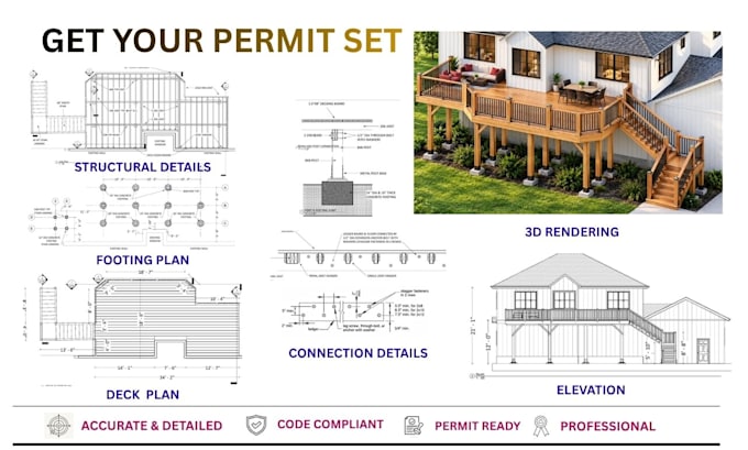 create deck, patio, porch and pergola permit drawing