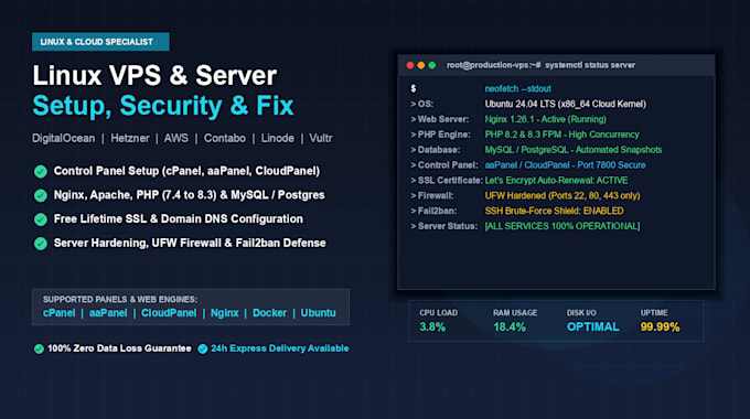 setup configure and secure linux vps cpanel or cloud server