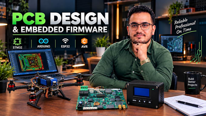 develop stm32, arduino, esp32 firmware and pcb design