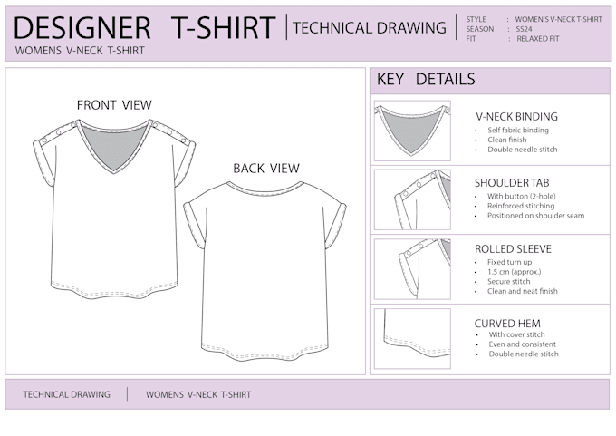 create fashion technical drawings and garment specifications sheets