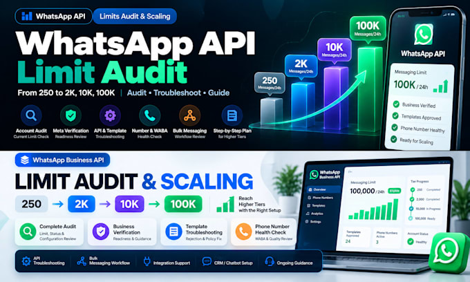 audit whatsapp API limits from 250 to 2k, 10k and 100k