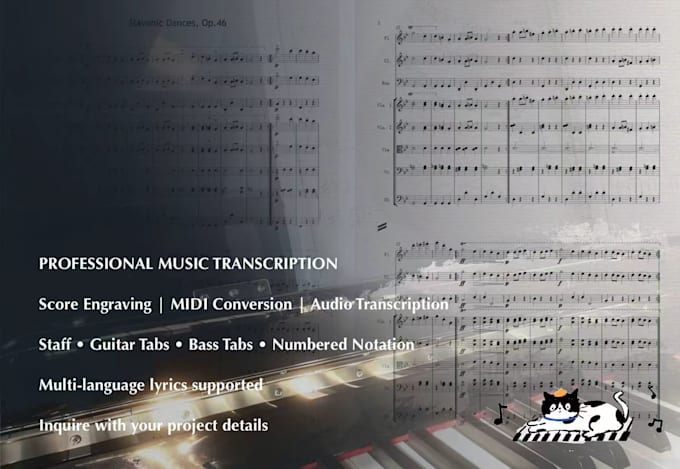 create professional sheet music and transcribe audio or midi