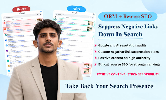 suppress negative links and articles with ORM and reverse SEO