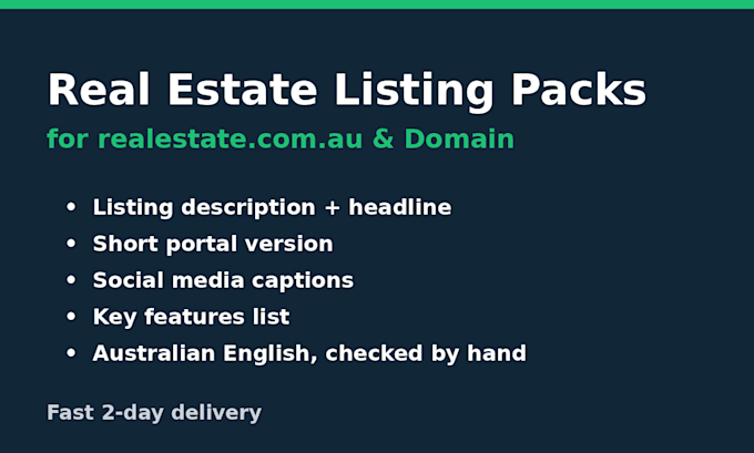 write an ai assisted real estate listing pack for rea and domain