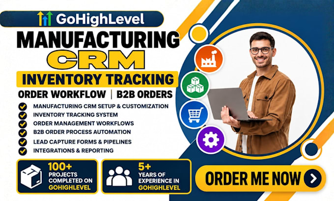 setup gohighlevel manufacturing crm inventor tracking order workflow b2b order