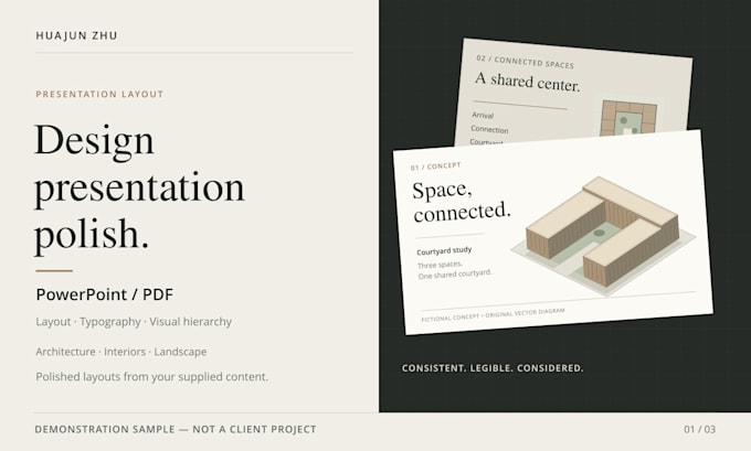 polish your design presentation in powerpoint or PDF