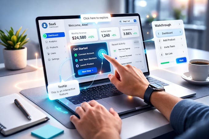 create a saas onboarding video with UI animation and motion graphics