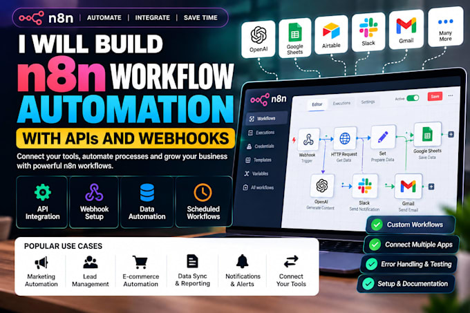 build n8n workflow automation with apis and webhooks
