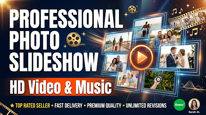create photo slideshow video for wedding birthday memorial or promo