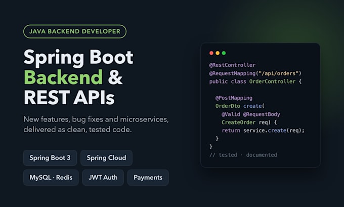 develop or fix your java spring boot backend and rest API