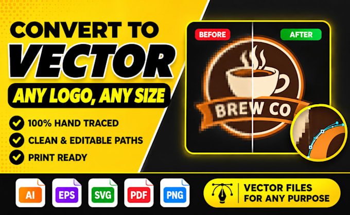 do vector tracing convert logo or image to vector file in 1 hour