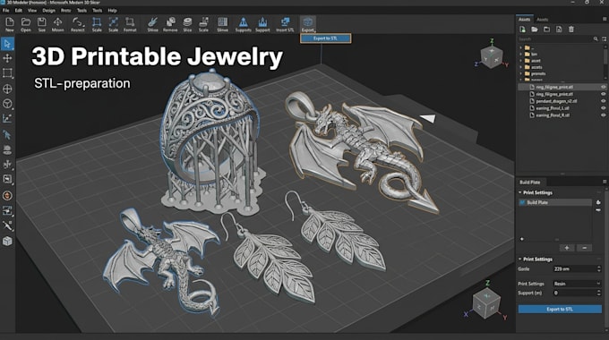 create 3d printable jewelry models and stl files