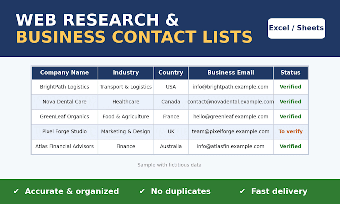 research and build a business contact list in excel