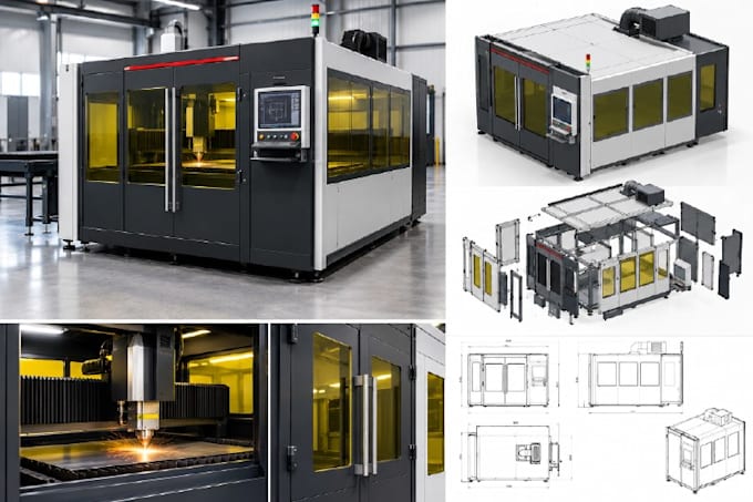 design laser cutting machine enclosures in 3d cad