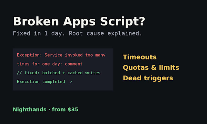 fix one broken apps script or google sheets automation