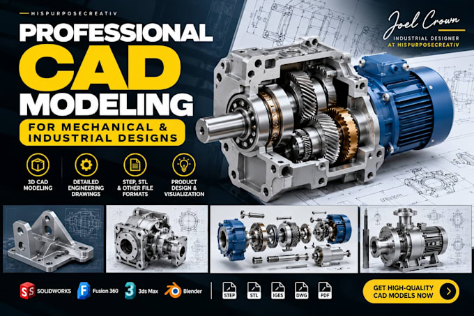 mechanical cad models, 3d assemblies, and technical drawings