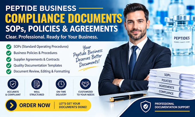 draft peptide compliance documents, sops, policies and agreements